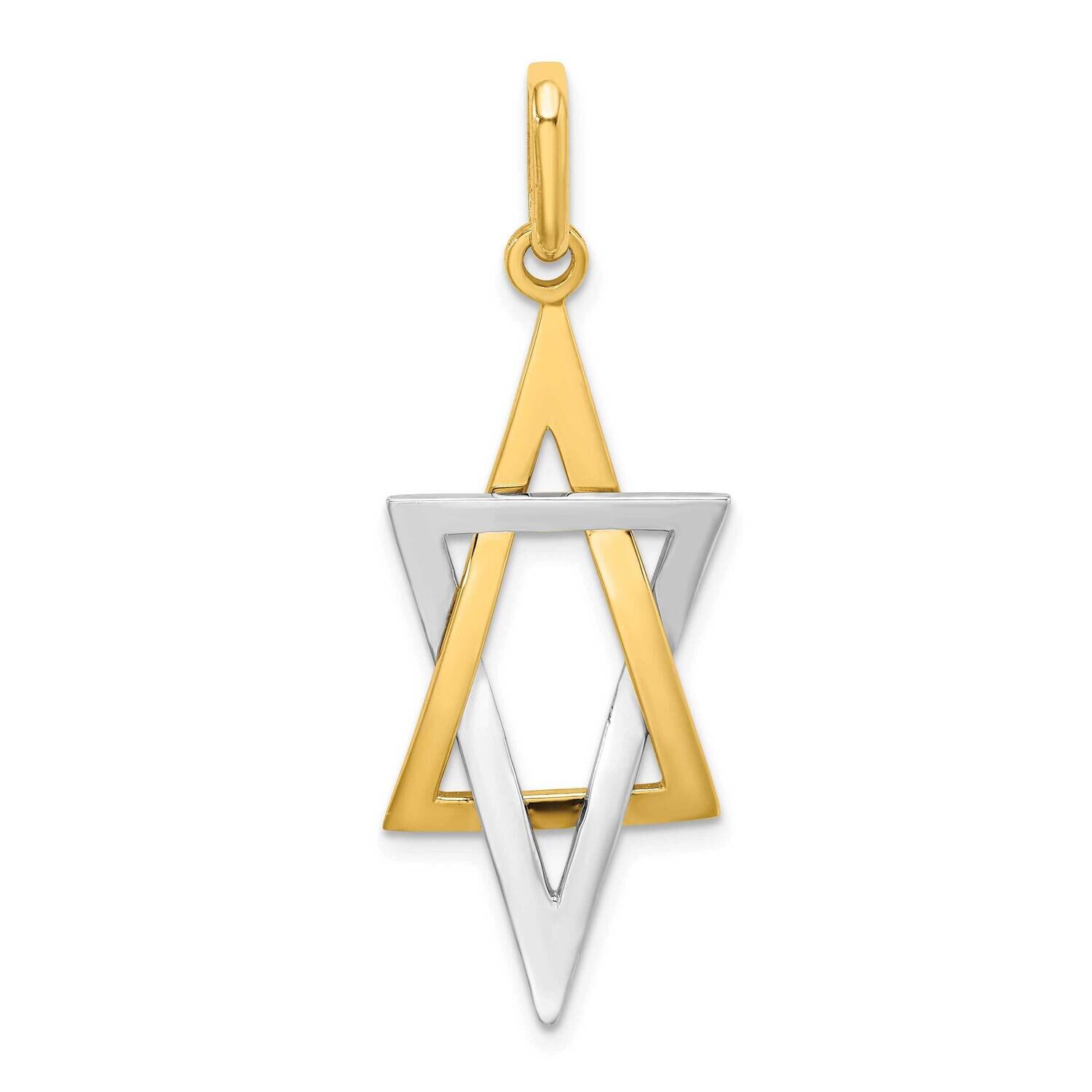 Elongated Jewish Star of David Charm 14k Gold Rhodium K2309, MPN: K2309, 637218103218