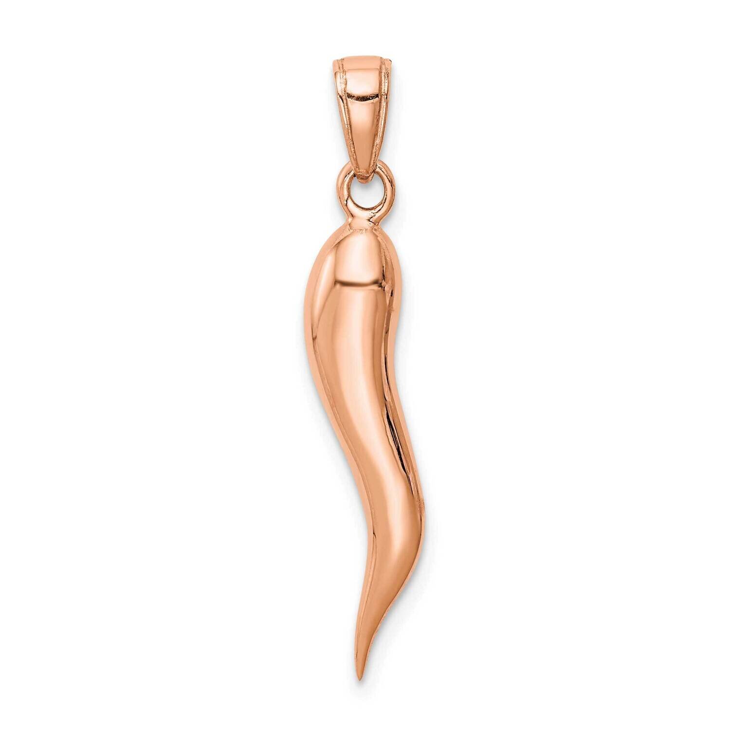 Large Italian Horn Pendant 14k Rose Gold K2737R, MPN: K2737R, 196904089132