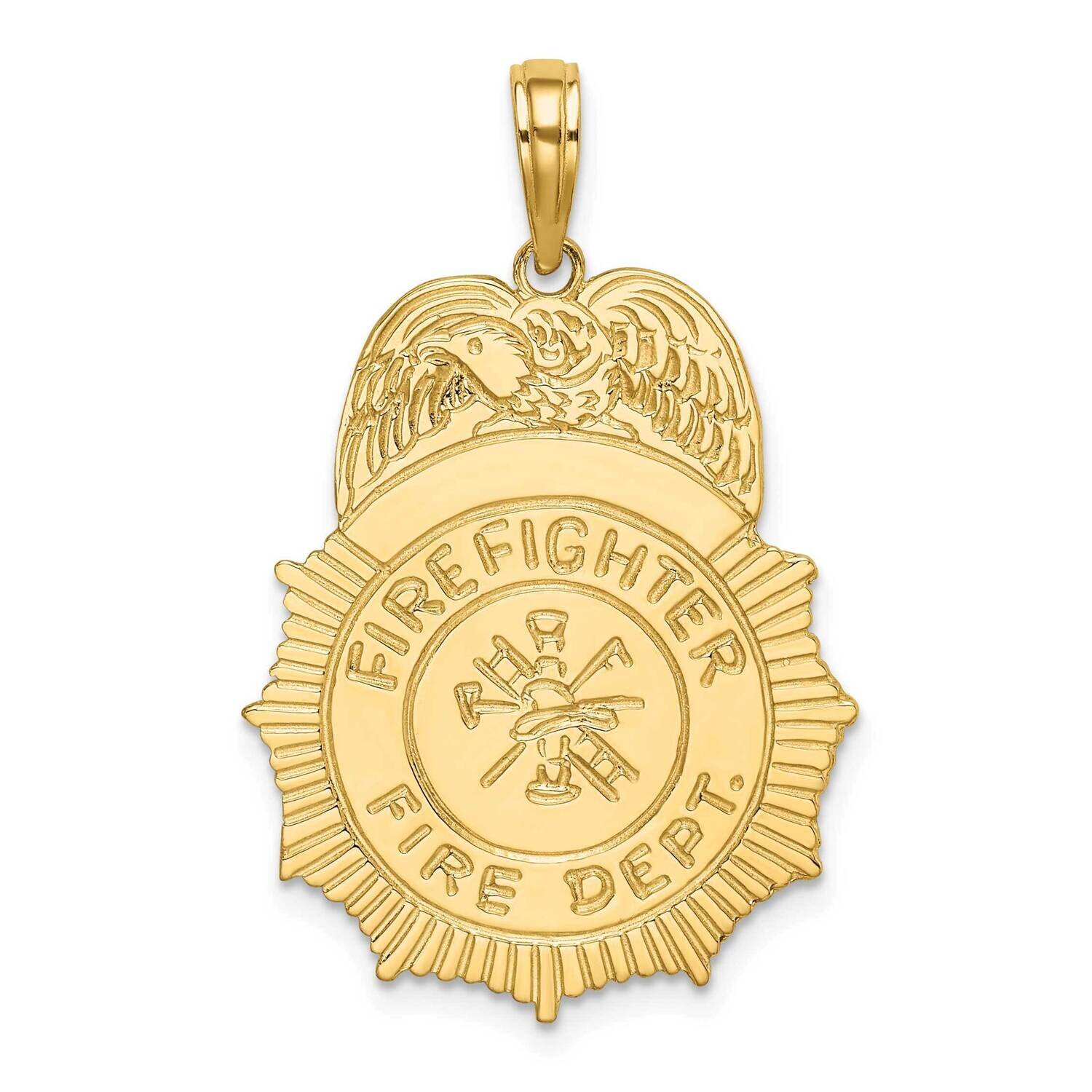 Fireman Fire Dept Badge Charm 14k Gold K2843