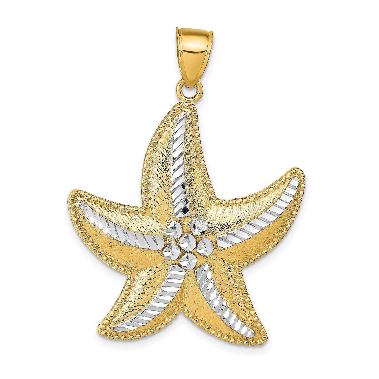 Textured Starfish Pendant 14k Gold Diamond-cut Rhodium K2946, MPN: K2946, 637218134465