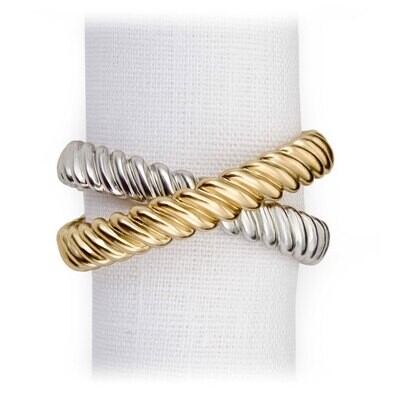 L&#39;Objet Platinum and Gold Deco Twist Napkin Holder, MPN: NJ3202,