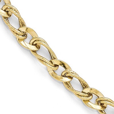 Leslie&#39;s Polished and Textured Link Bracelet 7.25 Inch - 10k Gold HB-10LF509-7.25, MPN: 10LF509-7.2…