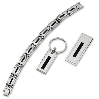 Enameled Bracelet, Money Clip and Key Ring Set - Stainless Steel SRSET1 by Chisel, MPN: SRSET1, 883…