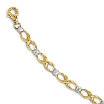 Leslie&#39;s 10k Gold Two Tone Diamond-cut Bracelet 7 Inch - 10k Gold Two-Tone HB-5258-7, MPN: 5258-7, …