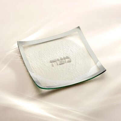 Annieglass Judaica Square Matza Plate 10 x 10 Inch - Platinum, MPN: J107P, UPC: