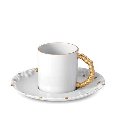 L&#39;Objet Haas Mojave Espresso Cup Saucer Gold HB255, MPN: HB255, 810009640295