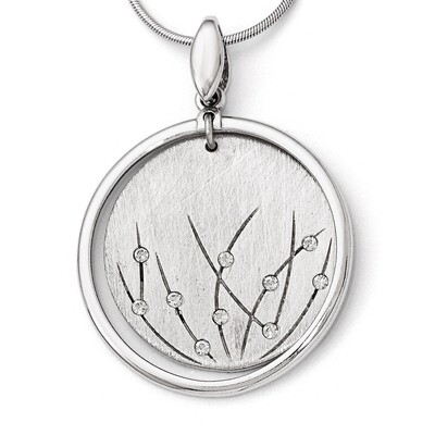 Leslie&#39;s Polished and Brushed Crystal Pendant - Sterling Silver HB-QLF434, MPN: QLF434, 886774640792