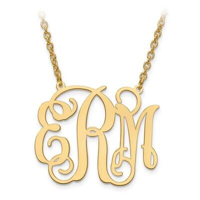 Laser Polished Monogram Plate with Chain Gold-plated Silver XNA535GP, MPN: XNA535GP, 886774580845