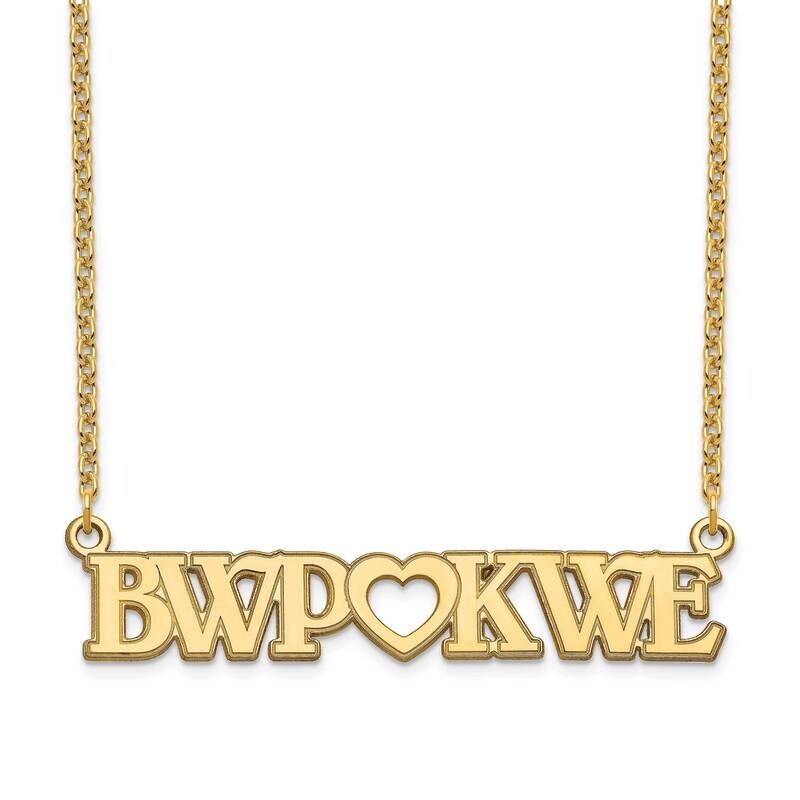 Laser Couple's Monogram And Heart Plate with Chain Gold-plated Silver XNA658GP