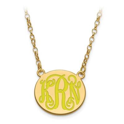 Small Polished Enameled Monogram Plate with Chain Gold-plated Silver XNA583GP, MPN: XNA583GP, 88677…
