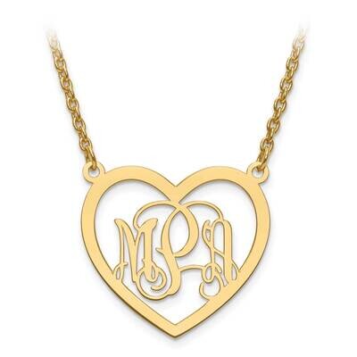 Small Laser Polished Heart Plate Monogram with Chain Gold-plated Silver XNA595GP, MPN: XNA595GP, 88…