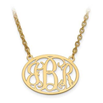 Small Laser Polished Oval Monogram Plate with Chain Gold-plated Silver XNA577GP, MPN: XNA577GP, 886…