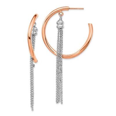 Rose-gold plate Hoop with Chain Earrings Sterling Silver Rhodium-plated QE14407, MPN: QE14407, 8839…