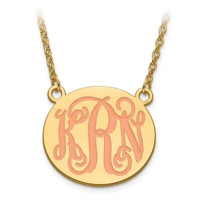 Medium Polished Enameled Monogram Plate with Chain Gold-plated Silver XNA584GP, MPN: XNA584GP, 8867…