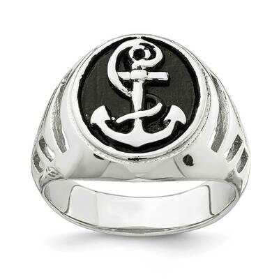 Antiqued Plated Anchor Ring Sterling Silver Rhodium-plated QR6834, MPN: QR6834, 886774024509