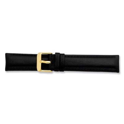 14mm Black Glove Leather Buckle Watch Band 6.75 Inch Gold-tone BA195-14, MPN: BA195-14, 886774143156