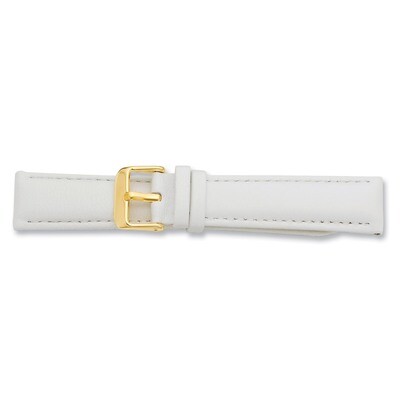 19mm White Glove Leather Buckle Watch Band 7.75 Inch Gold-tone BA197-19, MPN: BA197-19, 886774143323