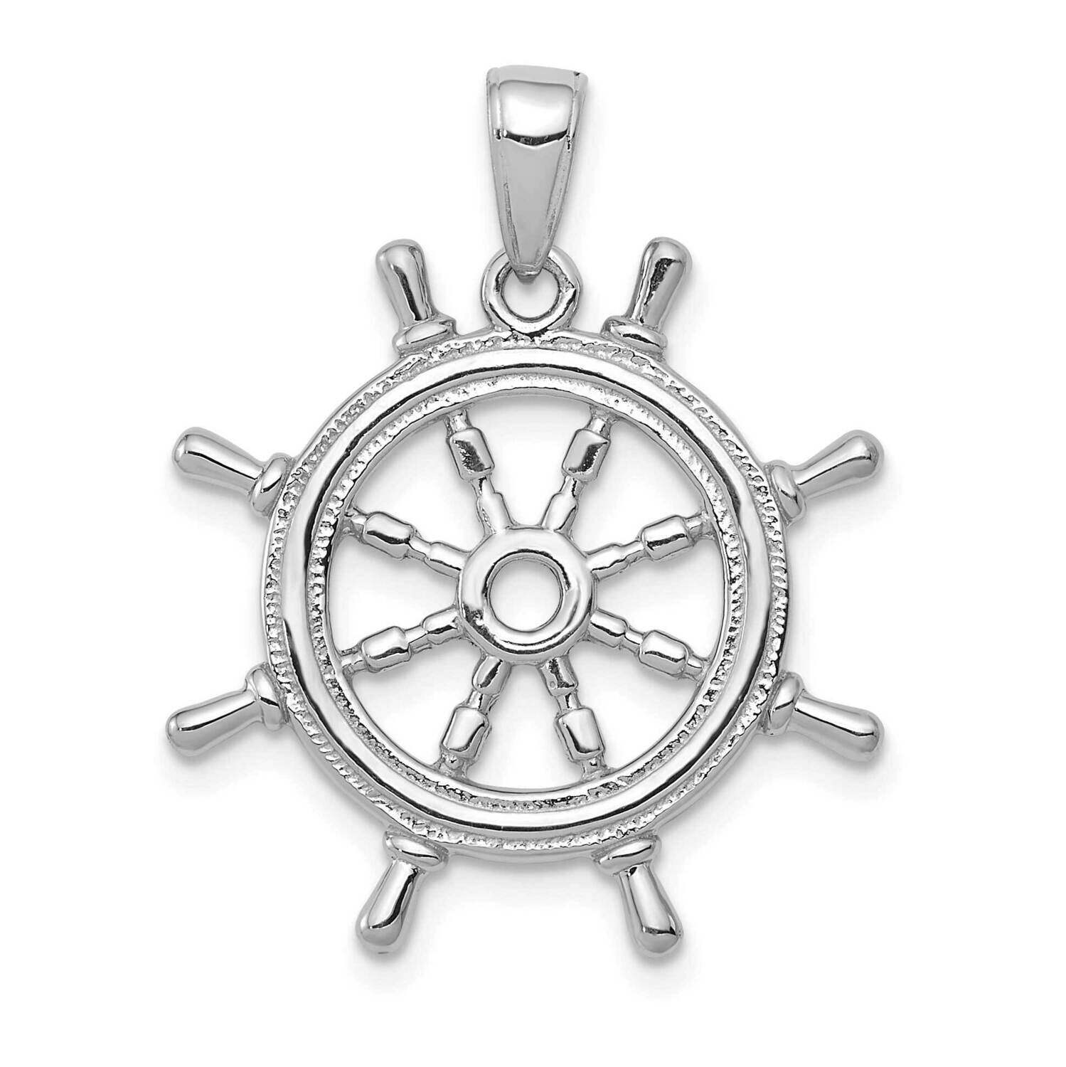 Ship Wheel Pendant 14k White Gold K3071W, MPN: K3071W, 196904088296