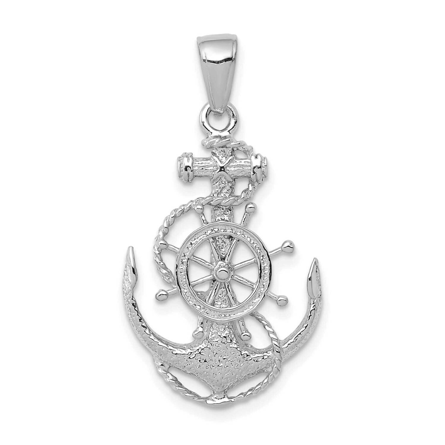 Medium Anchor with Wheel Pendant 14k White Gold K3080W, MPN: K3080W, 196904090299