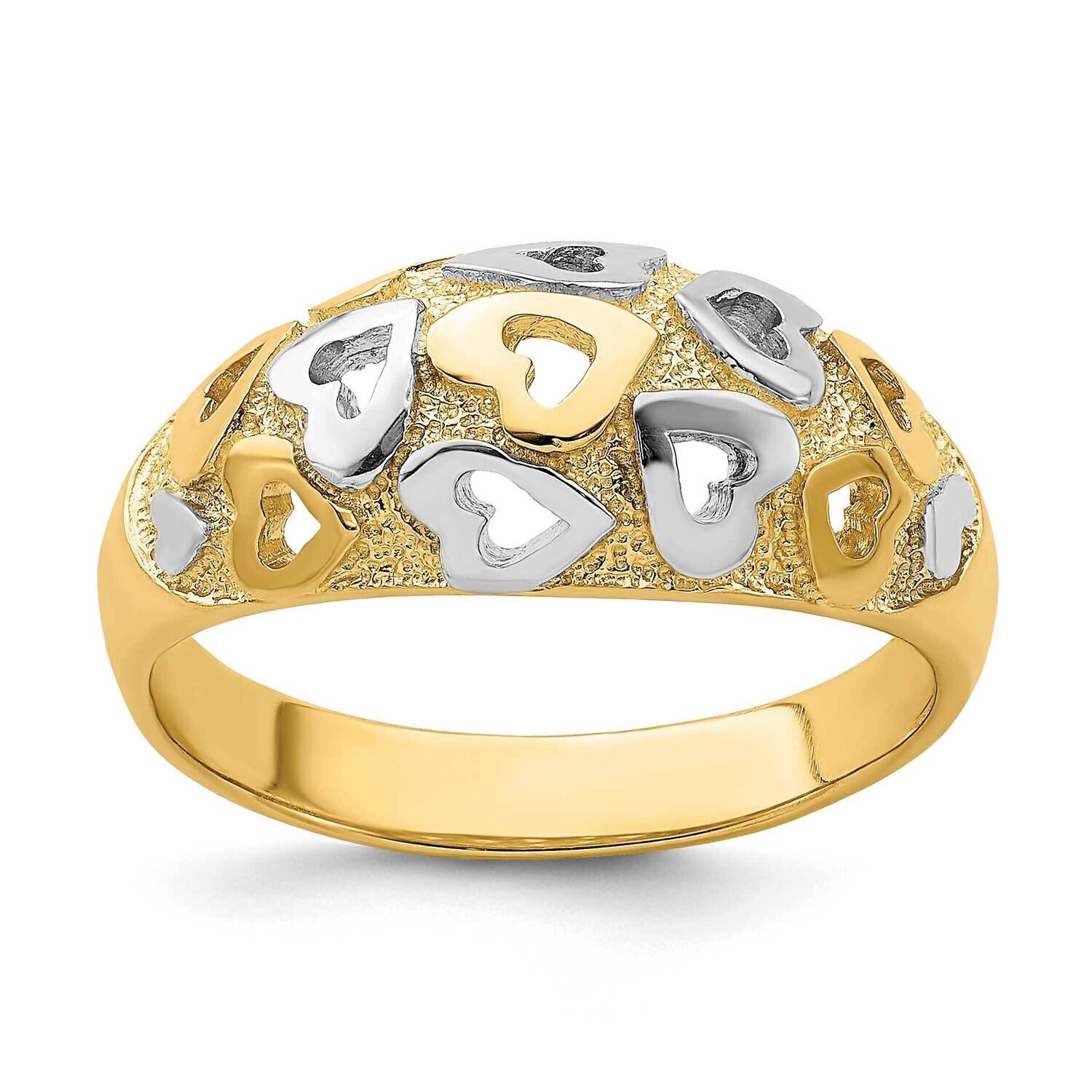 Hearts Dome Ring 14k Gold Rhodium K3870, MPN: K3870, 637218054435