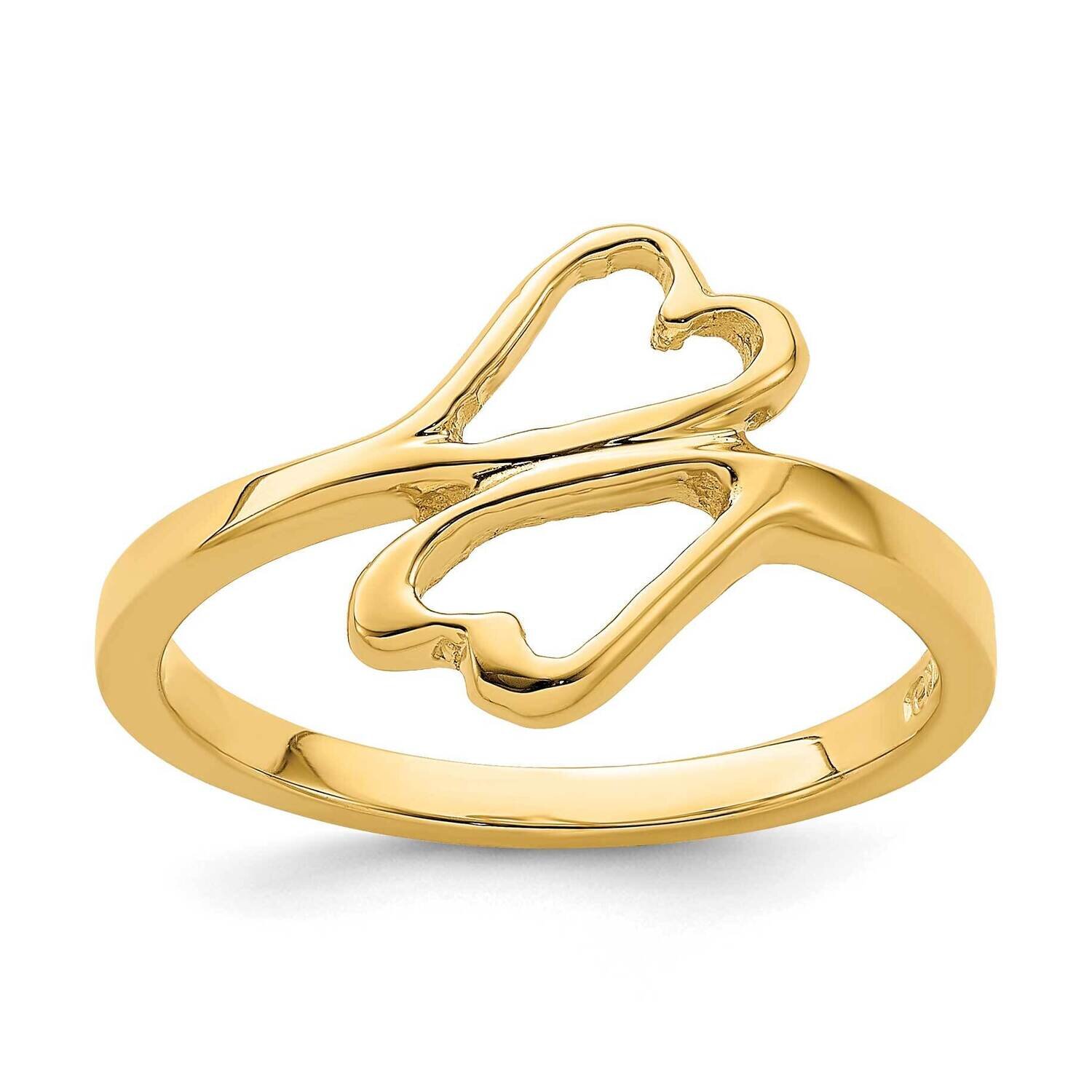 High Polished Double Hearts Ring 14k Gold K3908, MPN: K3908, 637218006267