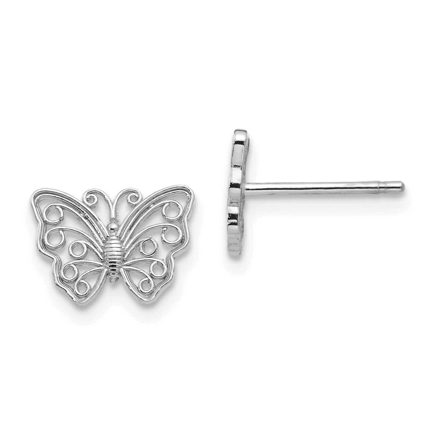 Butterfly Post Earrings 14k White Gold K4418W, MPN: K4418W, 637218171880