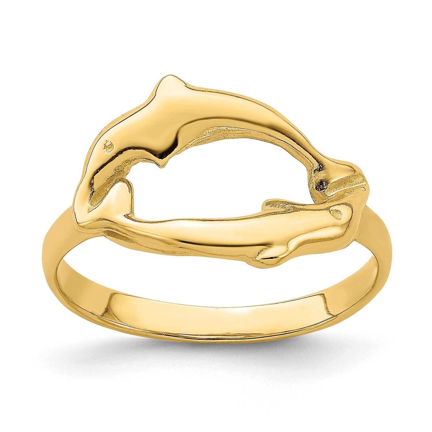 Double Dolphin Circle Ring 14k Gold K4547