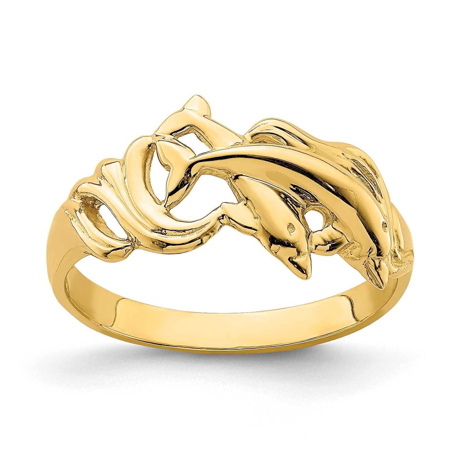 Double Dolphins Jumping In Waves Ring 14k Gold K4553, MPN: K4553, 637218014088