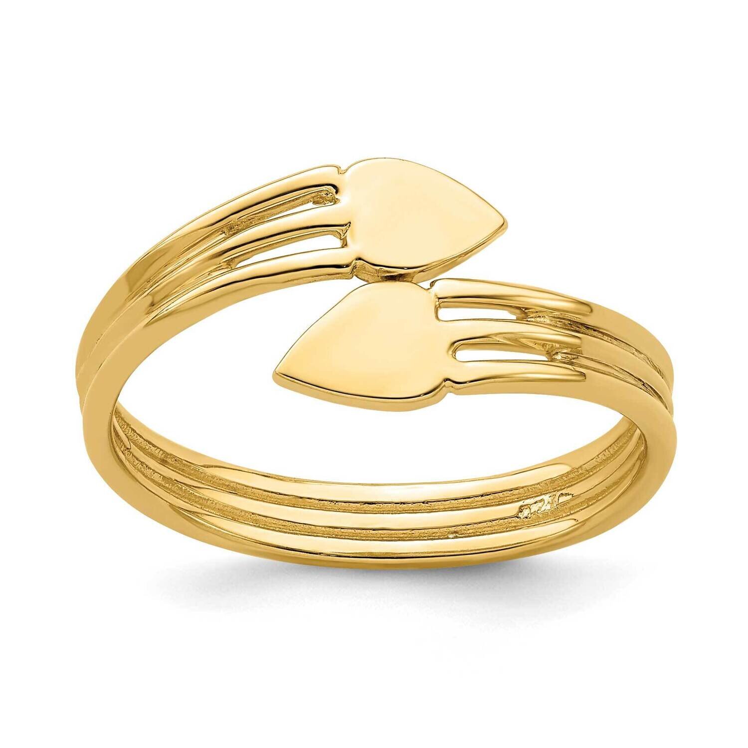 Two Heart Bypass Ring 14k Gold K4567