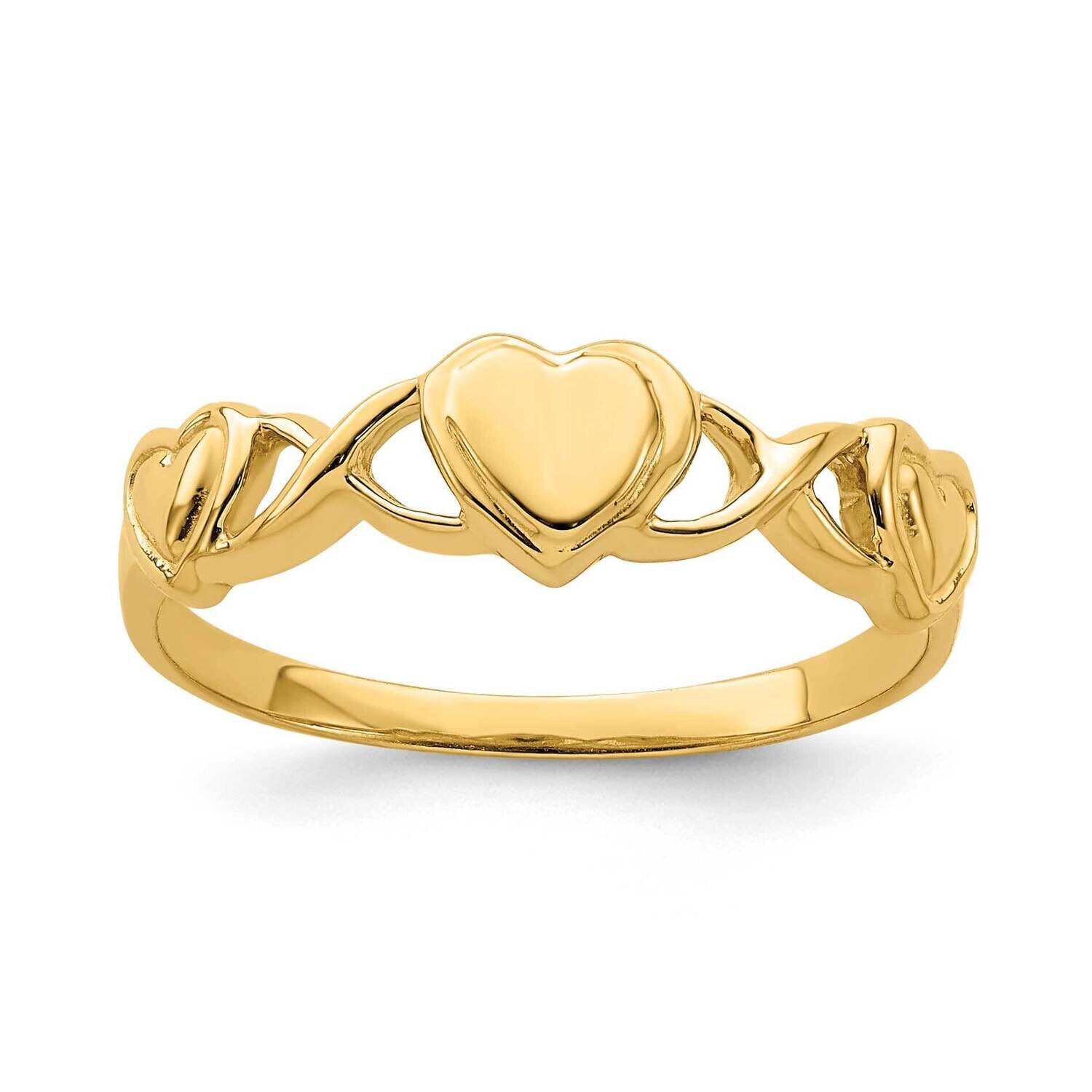 Triple Heart Band Ring 14k Gold K4571