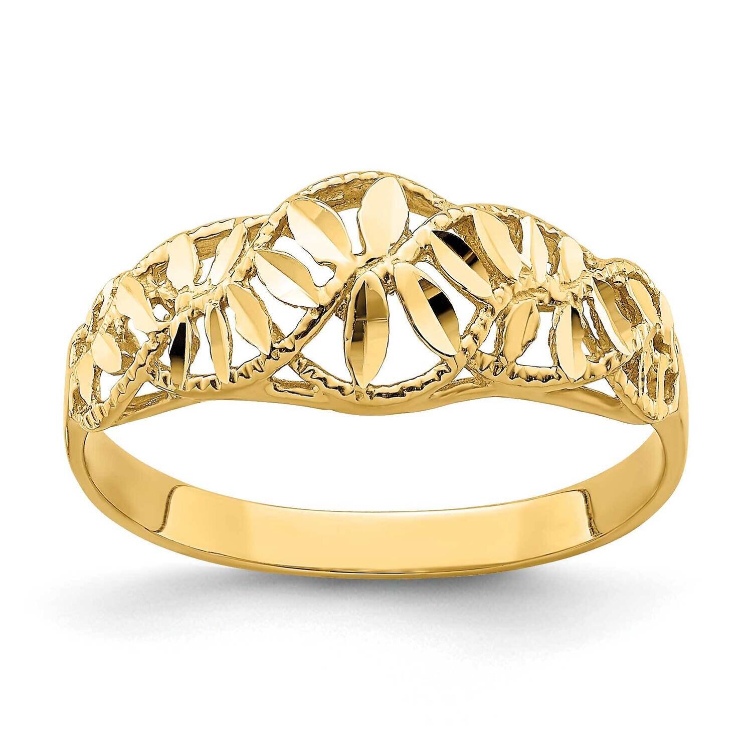 Cut-Out Vine and Leaf Design Dome Ring 14k Gold Diamond-cut K4610, MPN: K4610, 637218091768