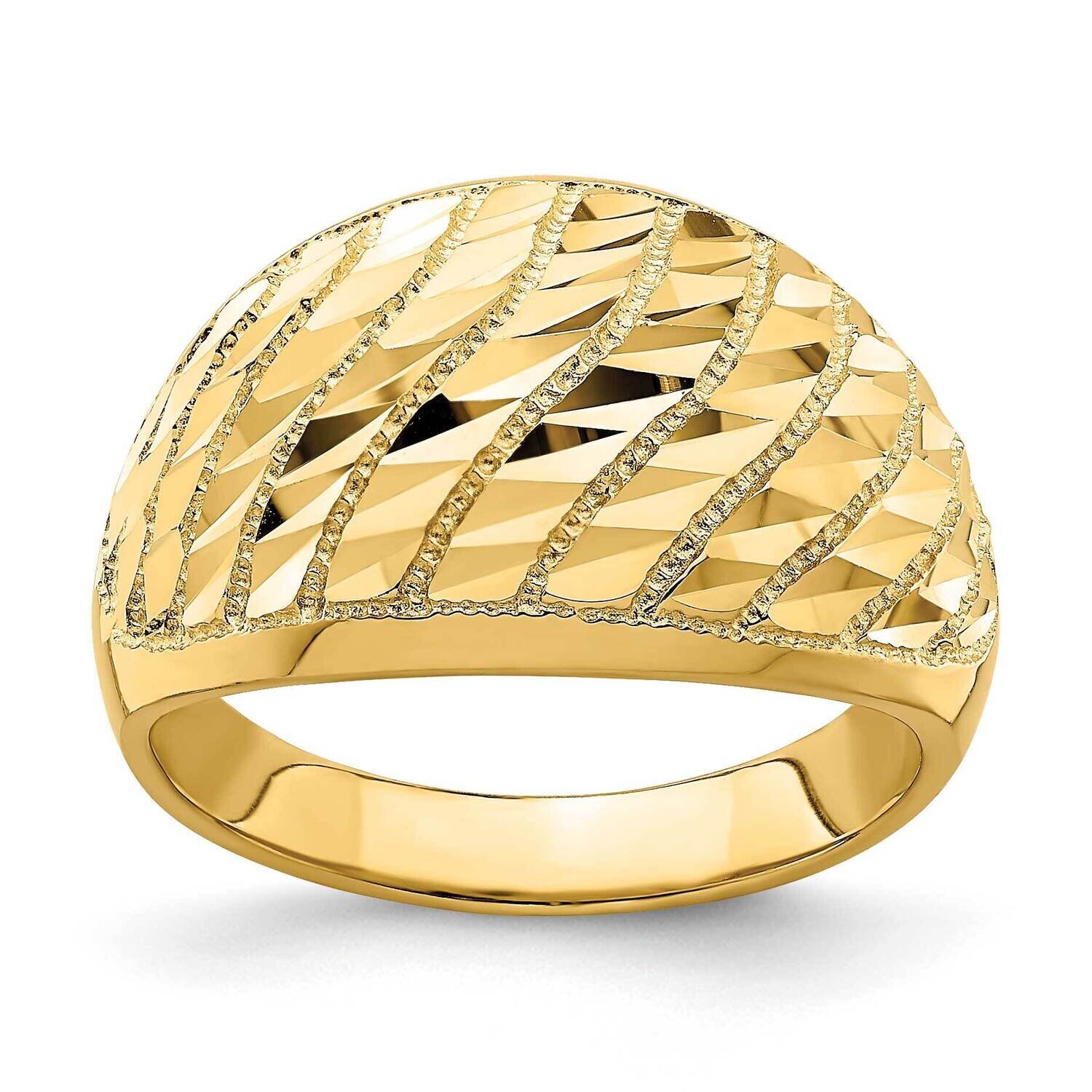 Lattice Pattern Dome Ring 14k Gold Diamond-cut K4611