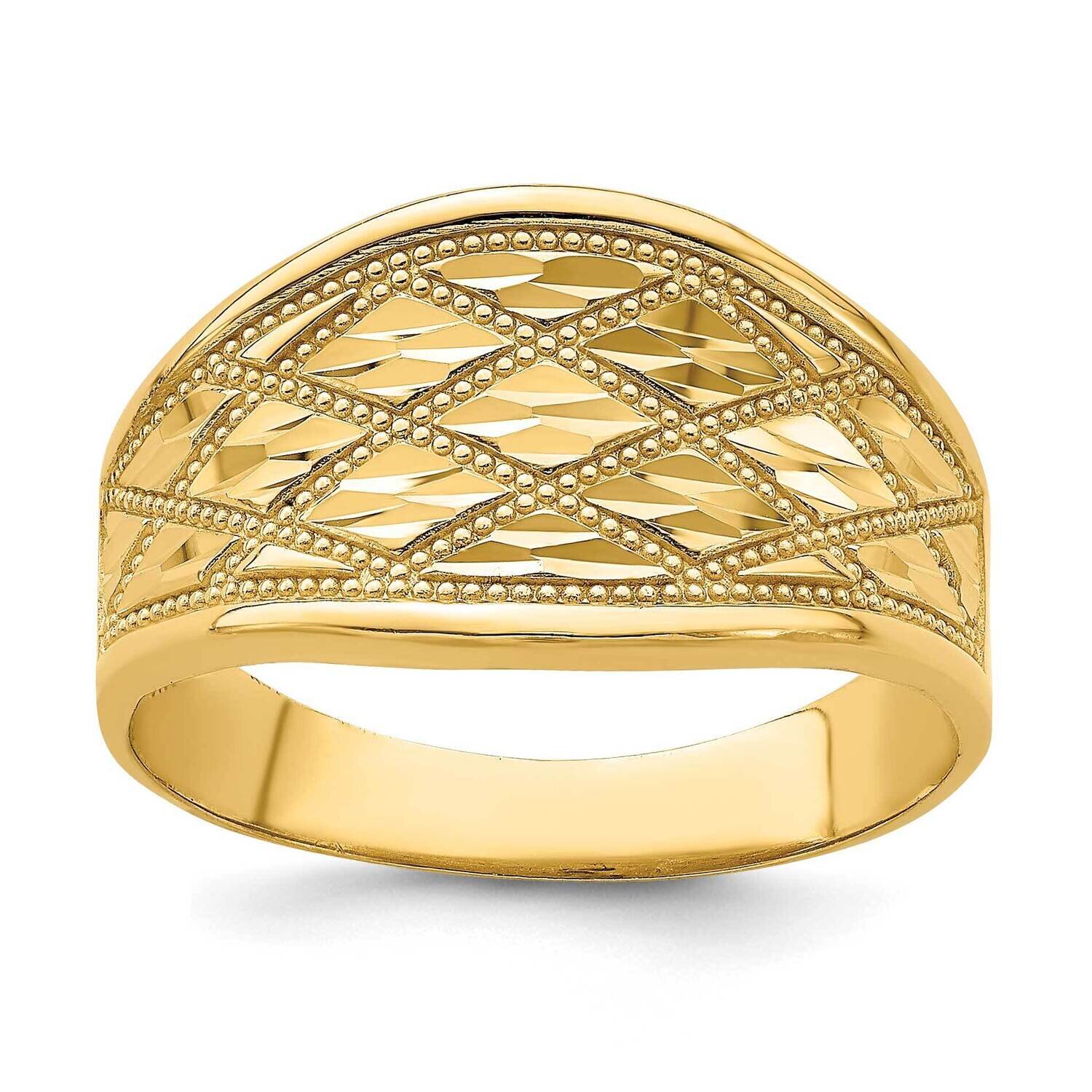 Marquise Quilted Pattern Ring 14k Gold Diamond-cut K4615, MPN: K4615, 637218085941