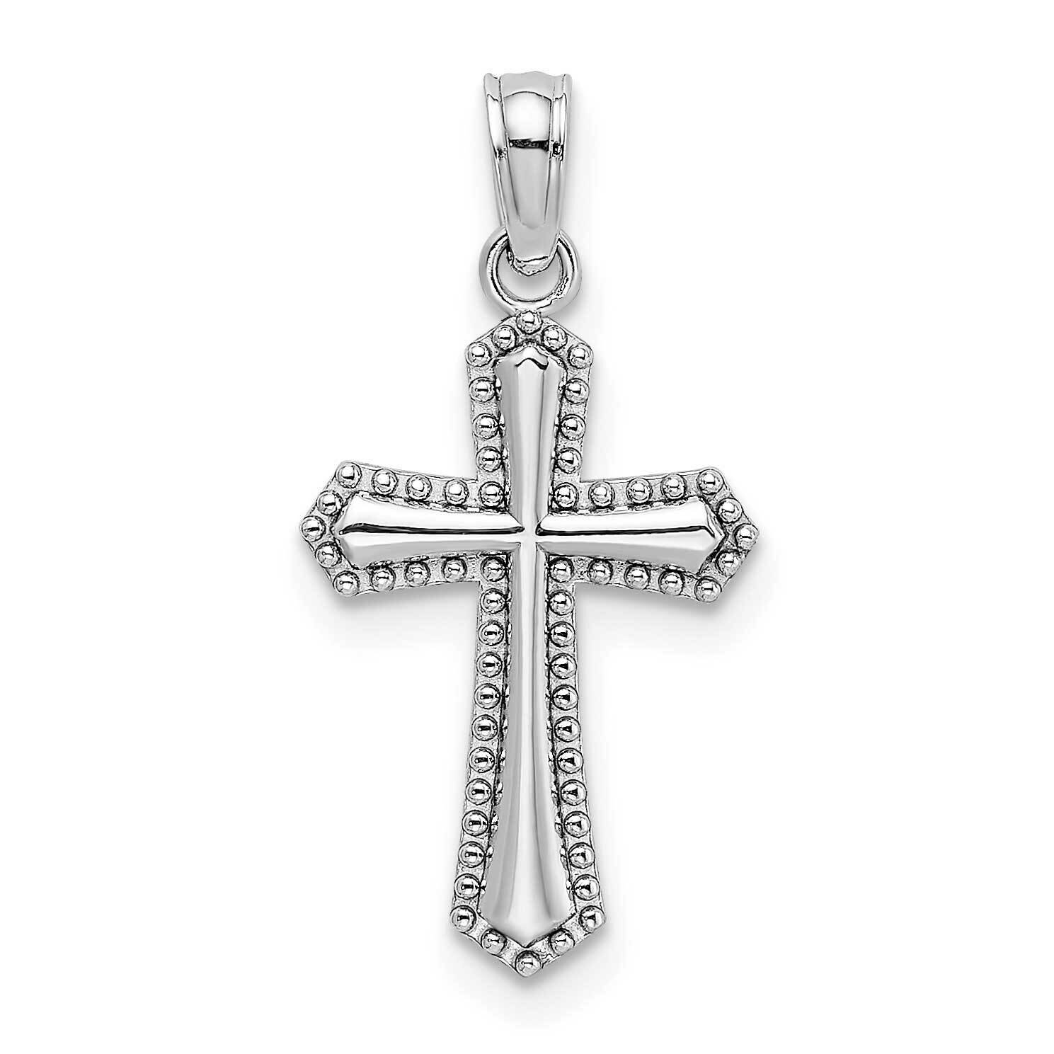 Beaded Trim Cross Charm 14k White Gold K5046W, MPN: K5046W, 637218098354