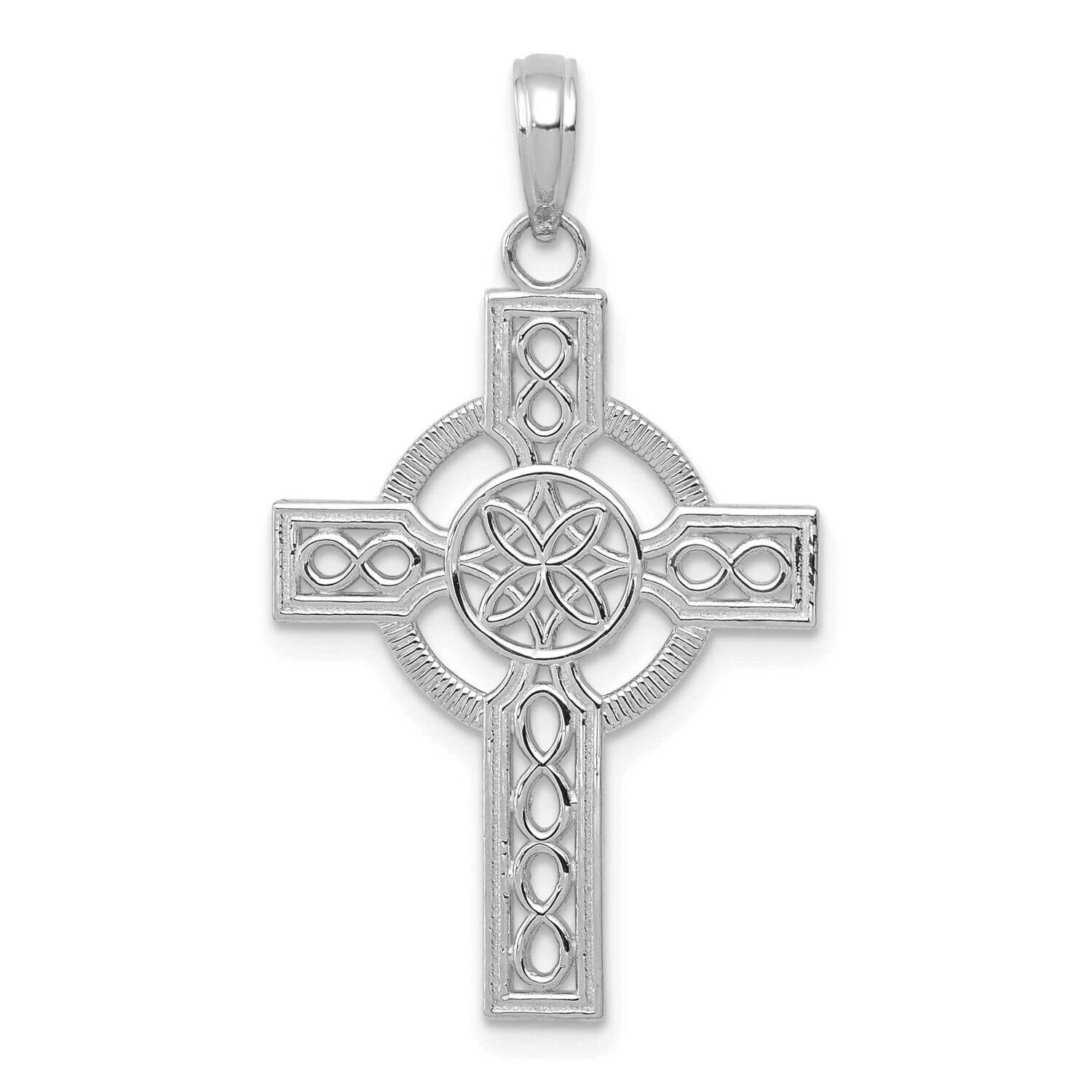 Celtic Cross Pendant 14k White Gold Diamond-cut K5049W