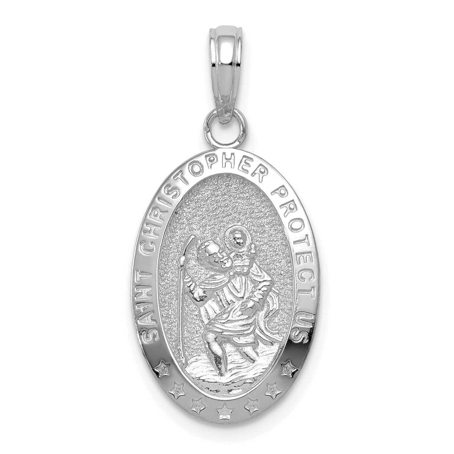 Saint Christopher Medal Pendant 14k White Gold K5082W