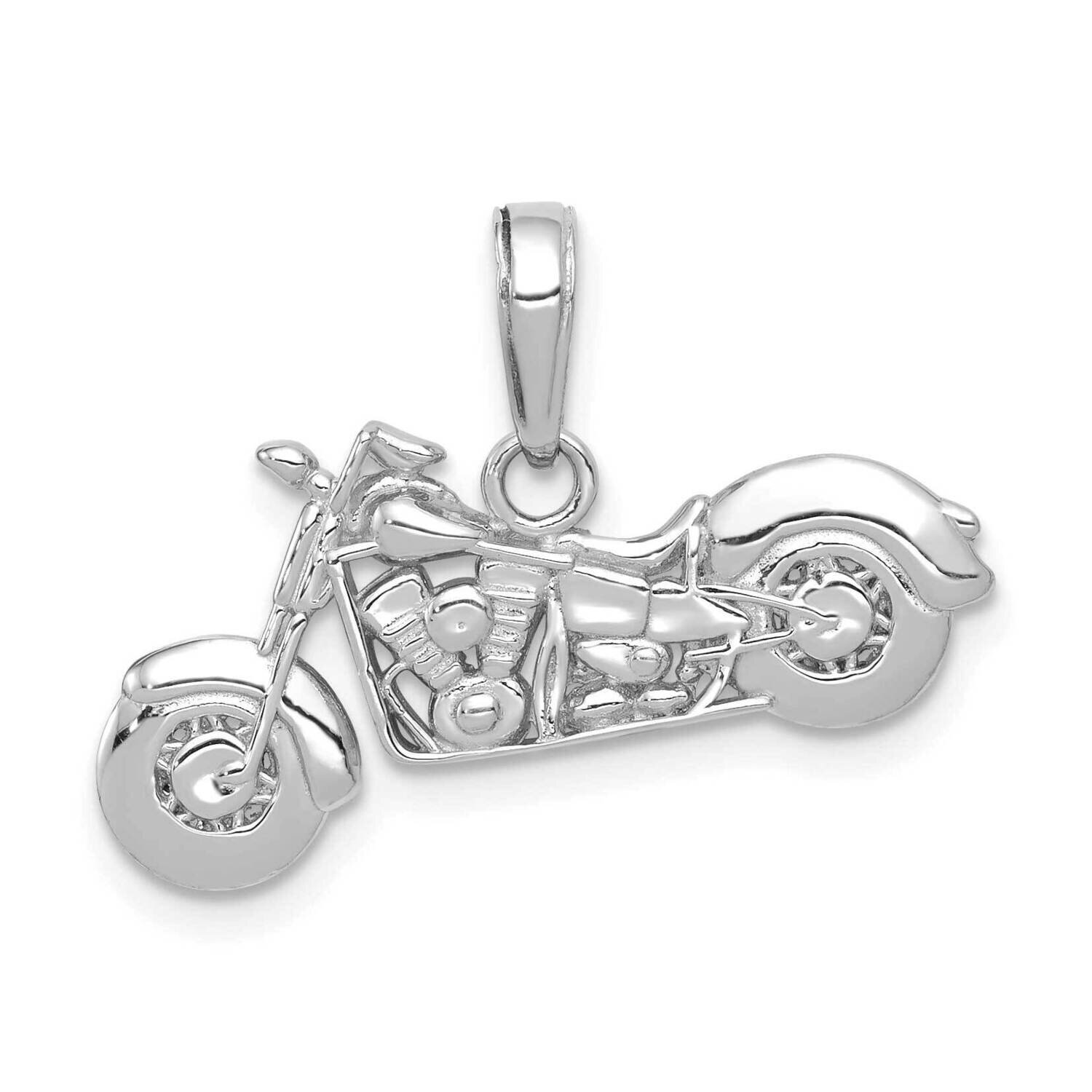 Polished Textured 3-D Motorcycle Pendant 14k White Gold K5411W, MPN: K5411W,