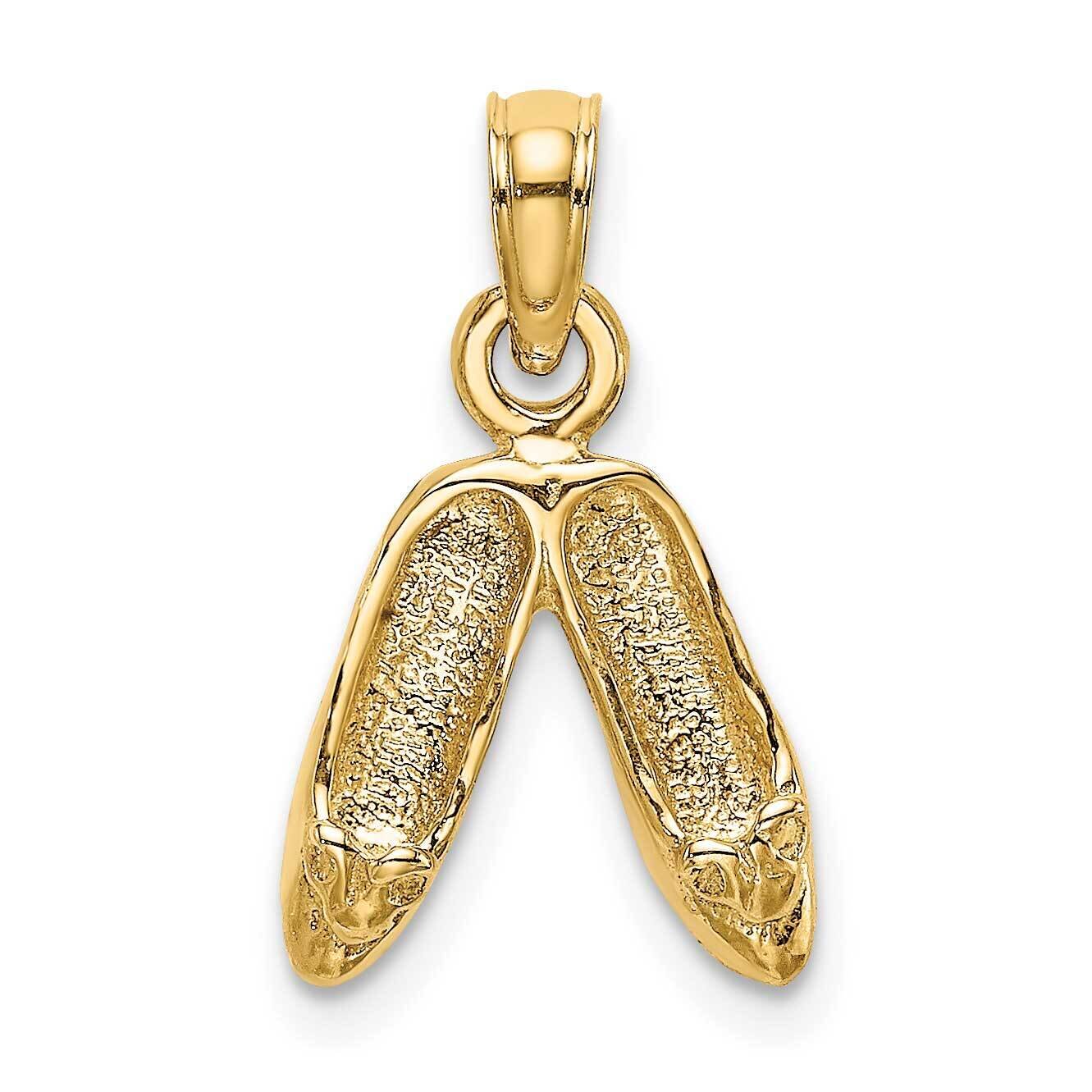 Gold Polished Textured Ballerina Slippers Charm 14k Gold K5430, MPN: K5430, 637218163212