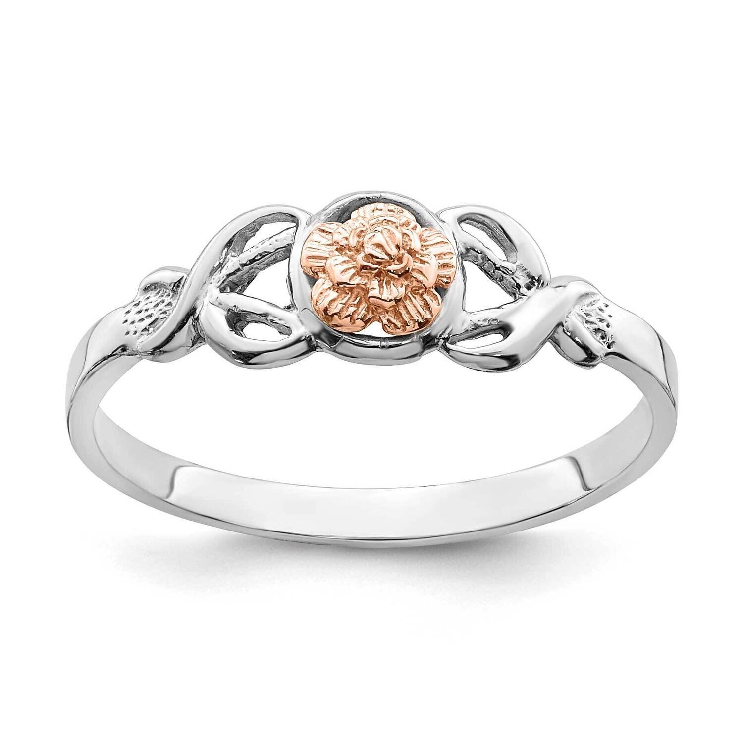 White Rose Gold Polished Flower Ring 14k Gold K5777, MPN: K5777, 637218171415