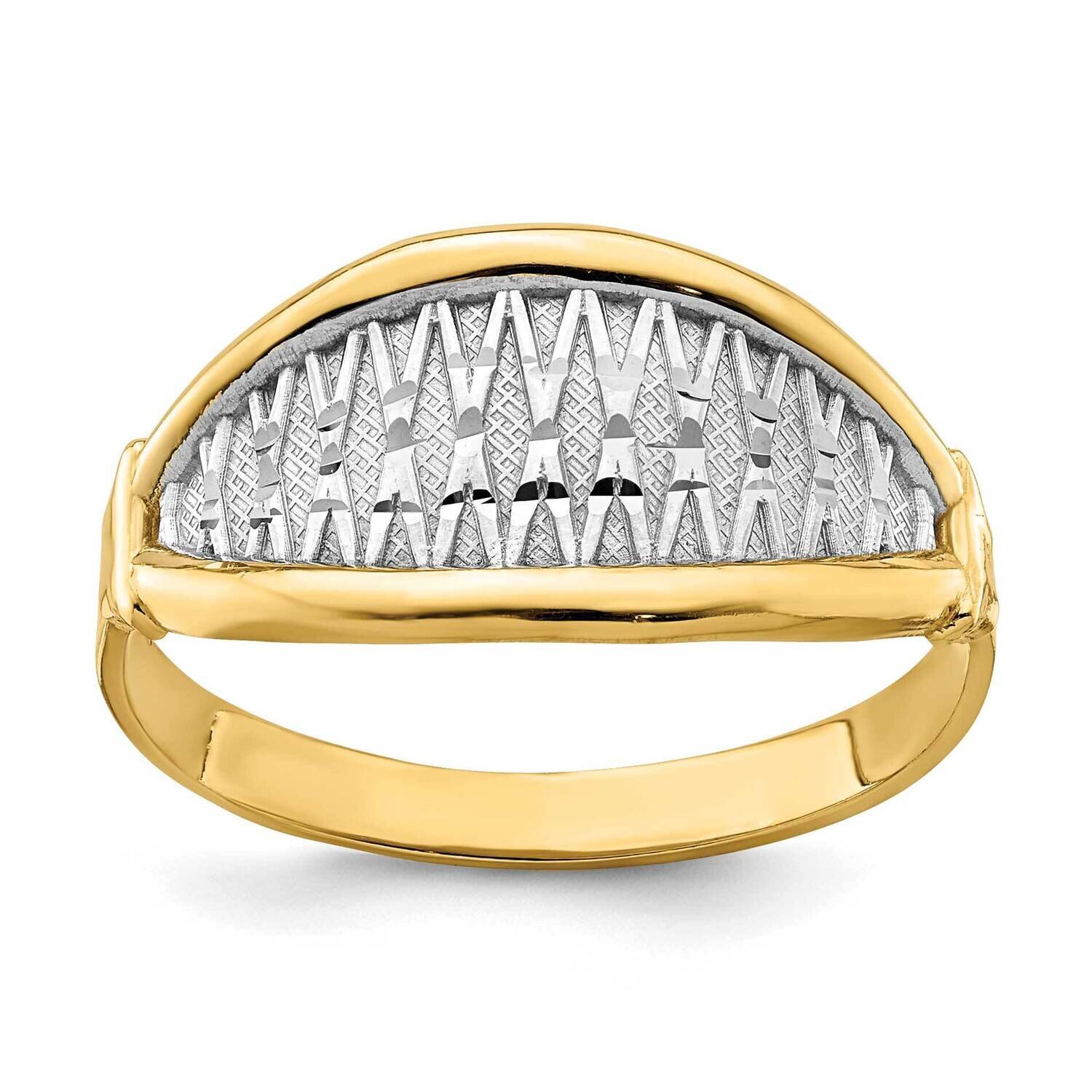 Yellow White Gold Polished X Pattern Ring 14k Gold K5790, MPN: K5790, 637218074747