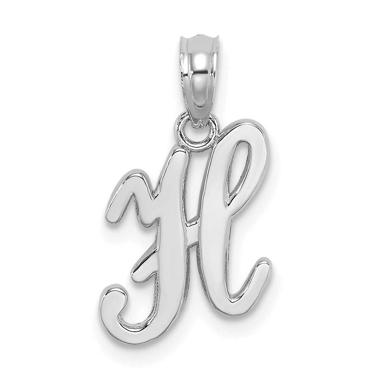 H Script Initial Charm 14k White Gold Polished K6422WH