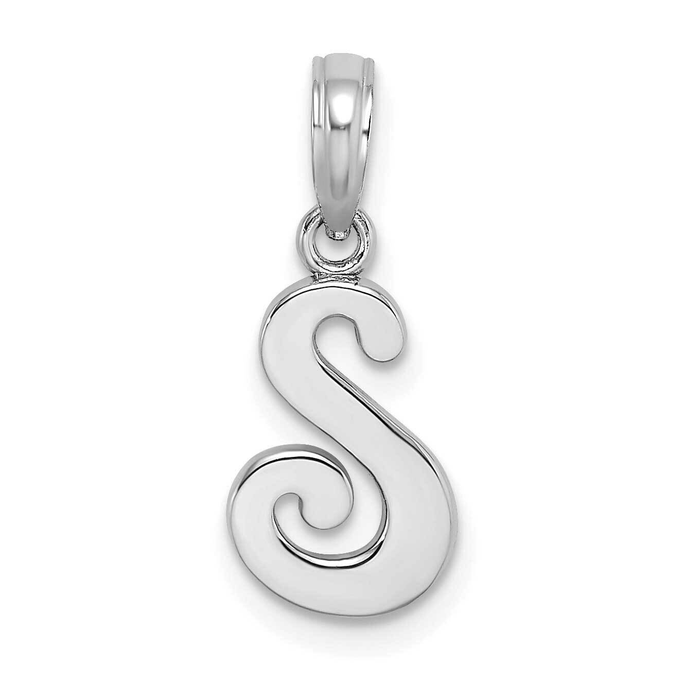 S Script Initial Charm 14k White Gold Polished K6422WS