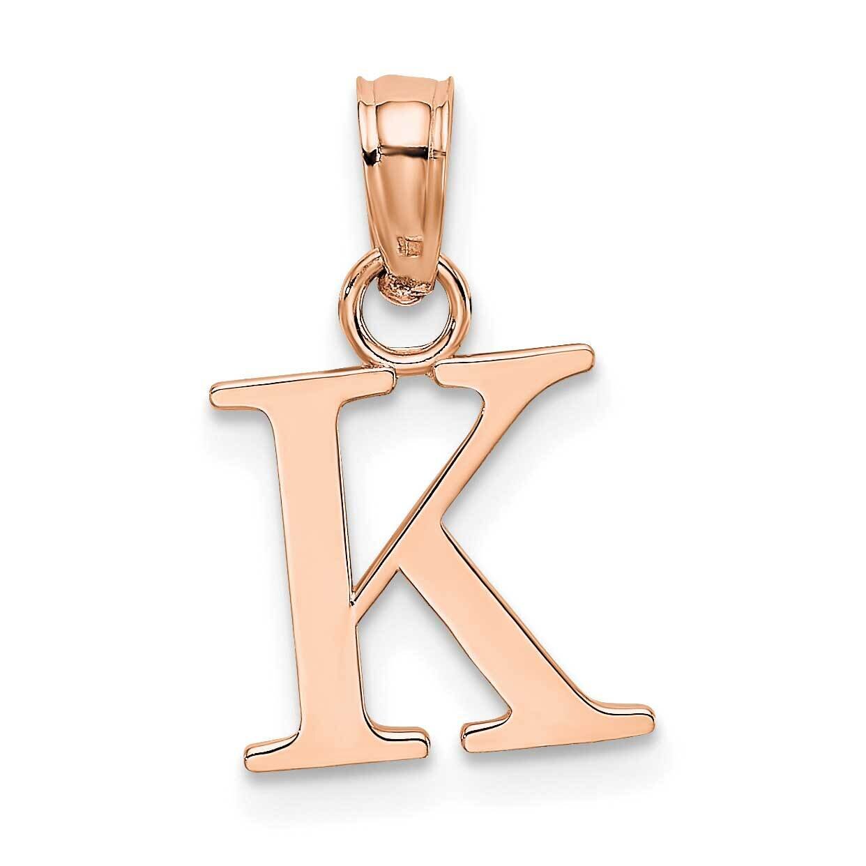 K Block Initial Charm 14k Rose Gold Polished K6423RK, MPN: K6423RK, 637218161485