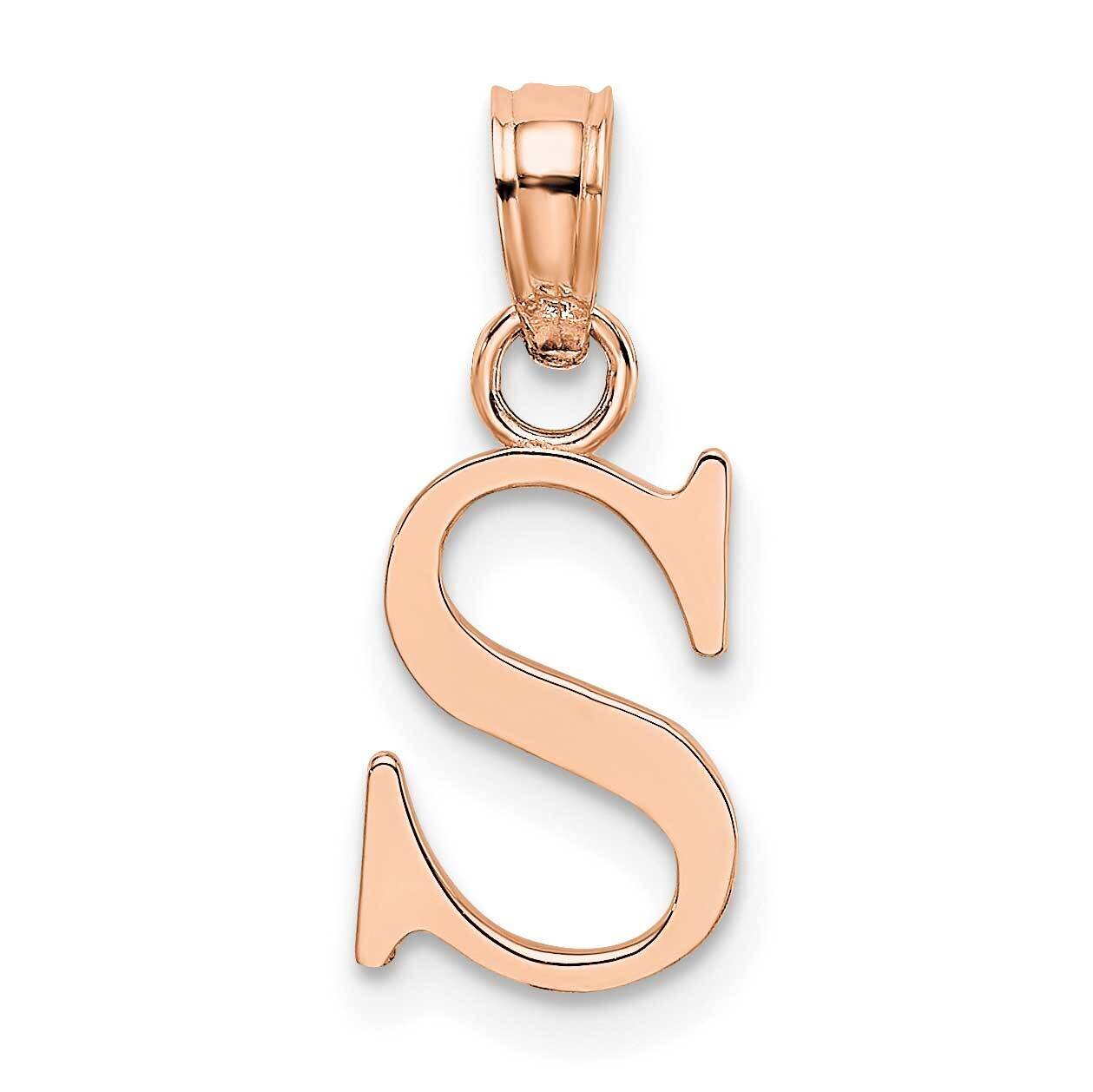 S Block Initial Charm 14k Rose Gold Polished K6423RS