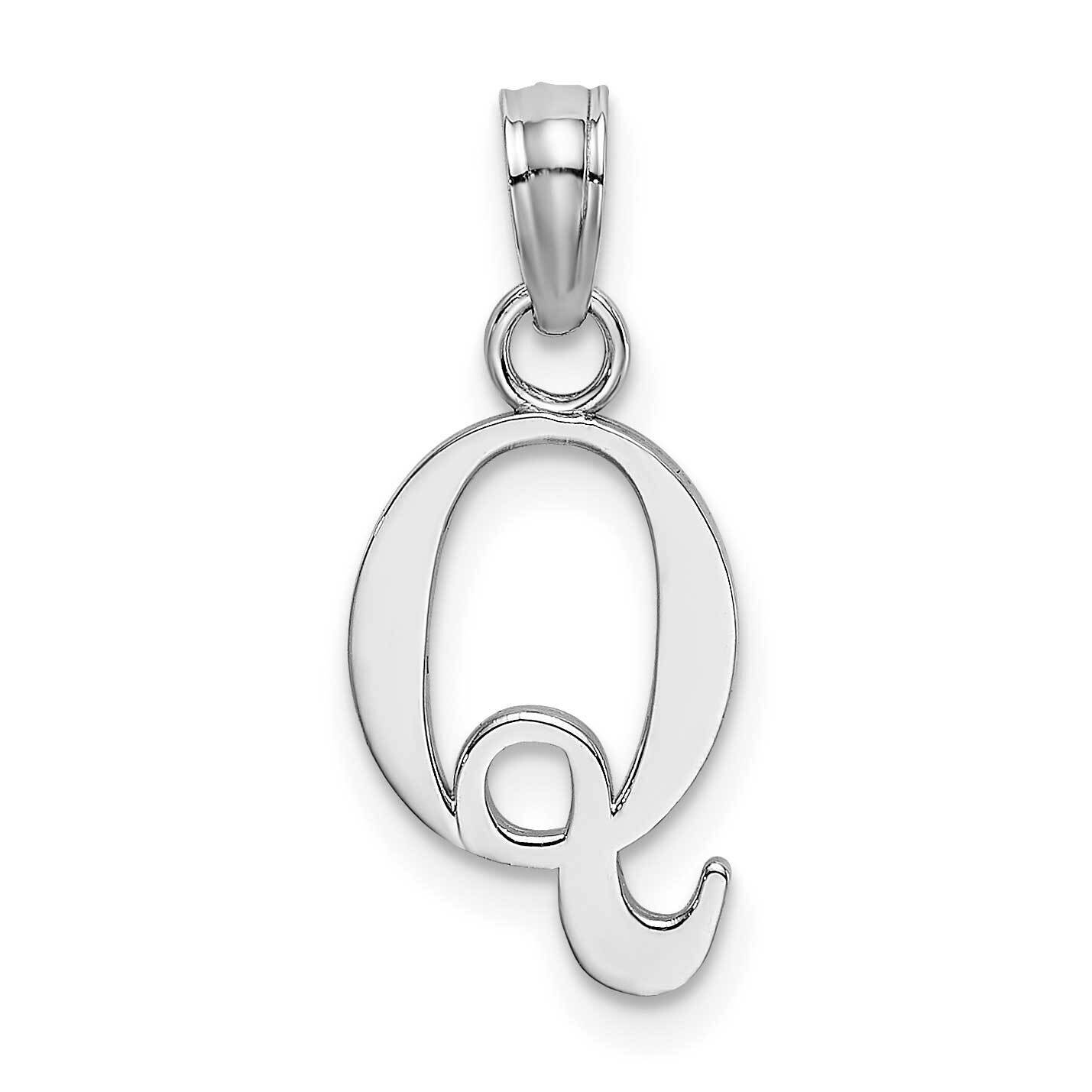 Q Block Initial Charm 14k White Gold Polished K6423WQ, MPN: K6423WQ, 637218161546