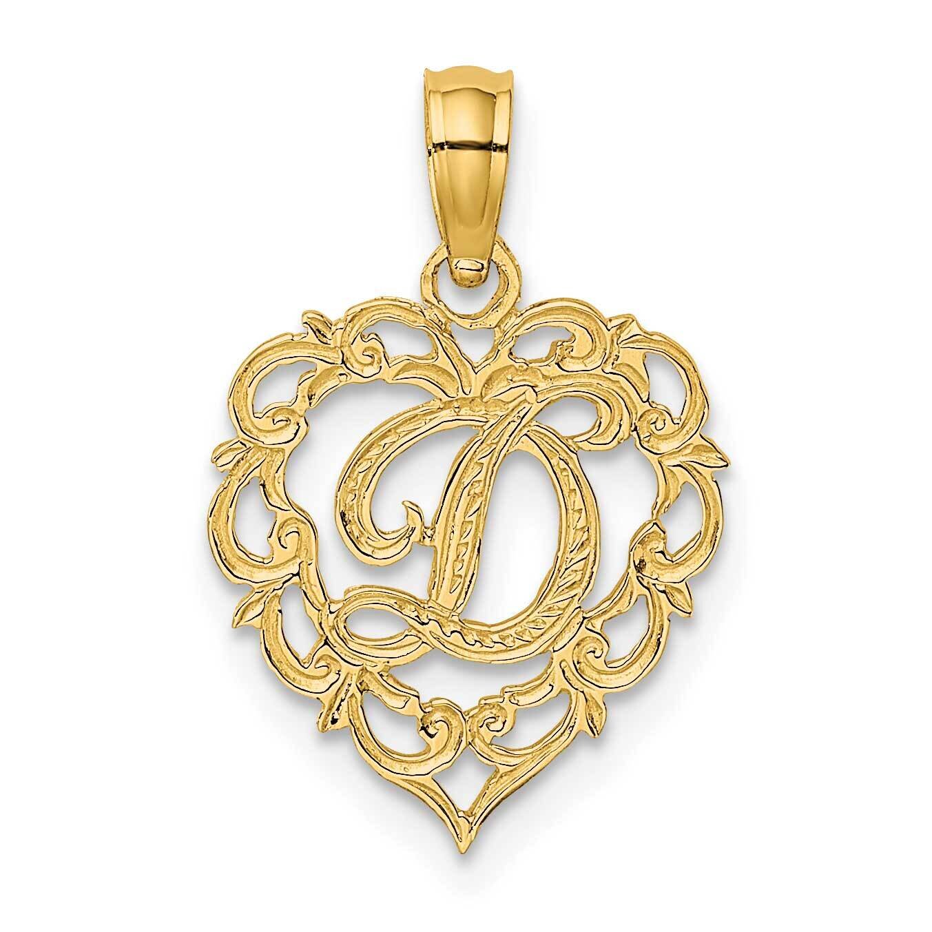 D Script Initial In Heart Charm 14k Gold K6424D, MPN: K6424D, 637218033355