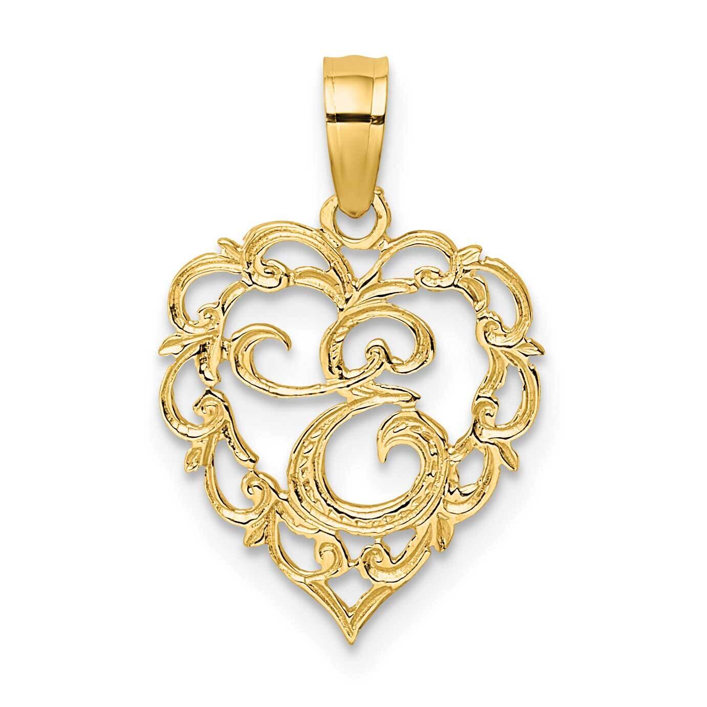 E Script Initial In Heart Charm 14k Gold K6424E, MPN: K6424E, 637218007530