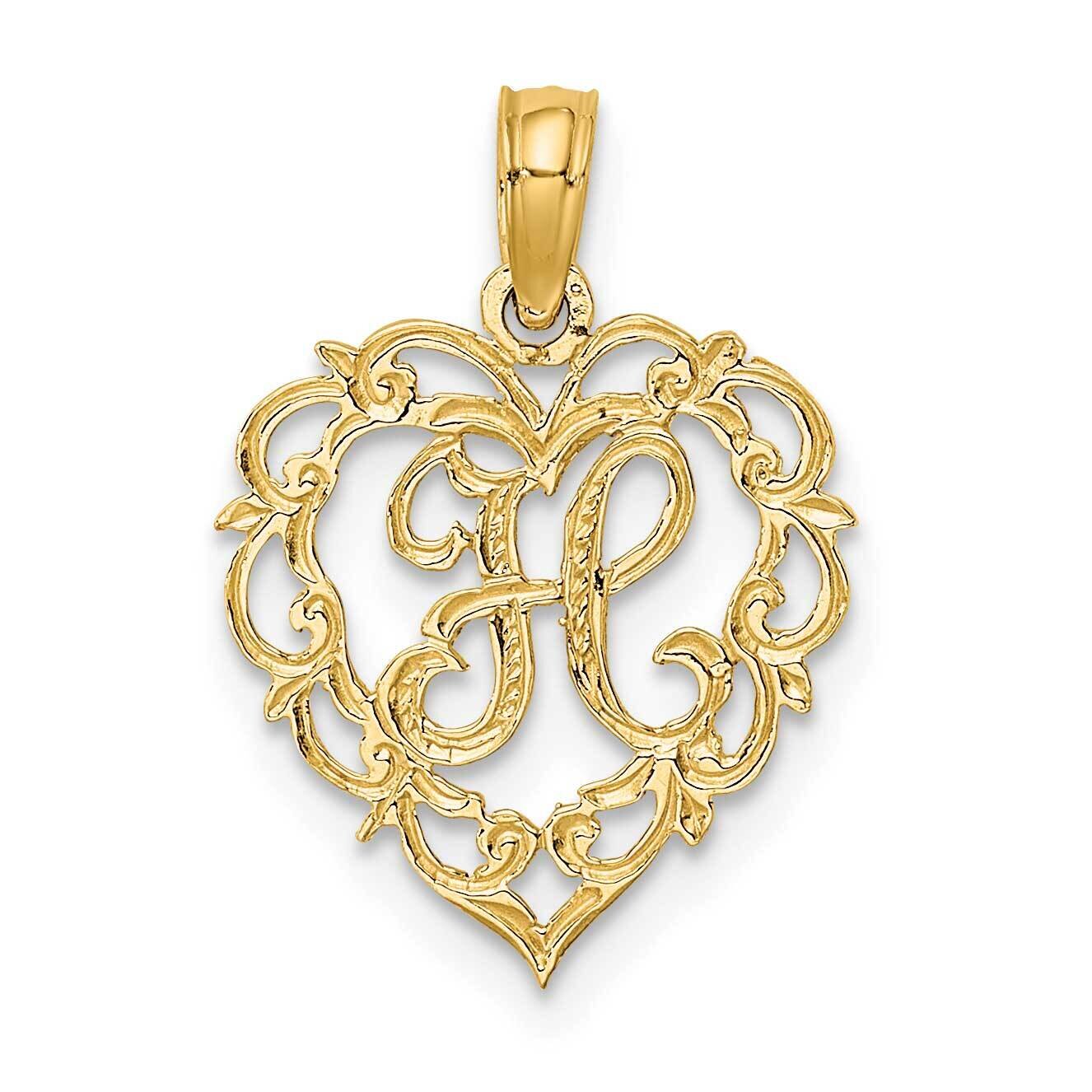 H Script Initial In Heart Charm 14k Gold K6424H, MPN: K6424H, 637218007561