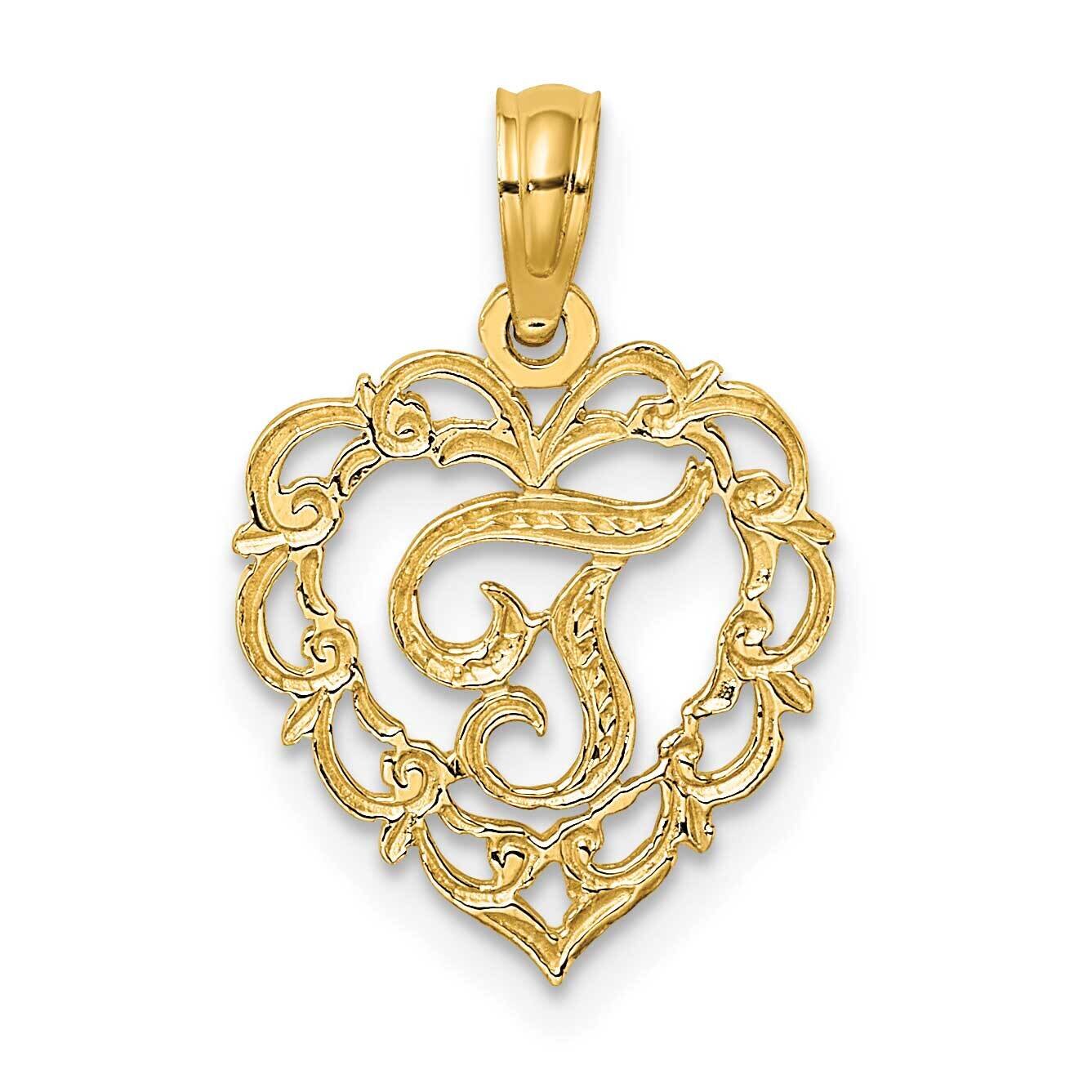 T Script Initial In Heart Charm 14k Gold K6424T, MPN: K6424T, 637218007684