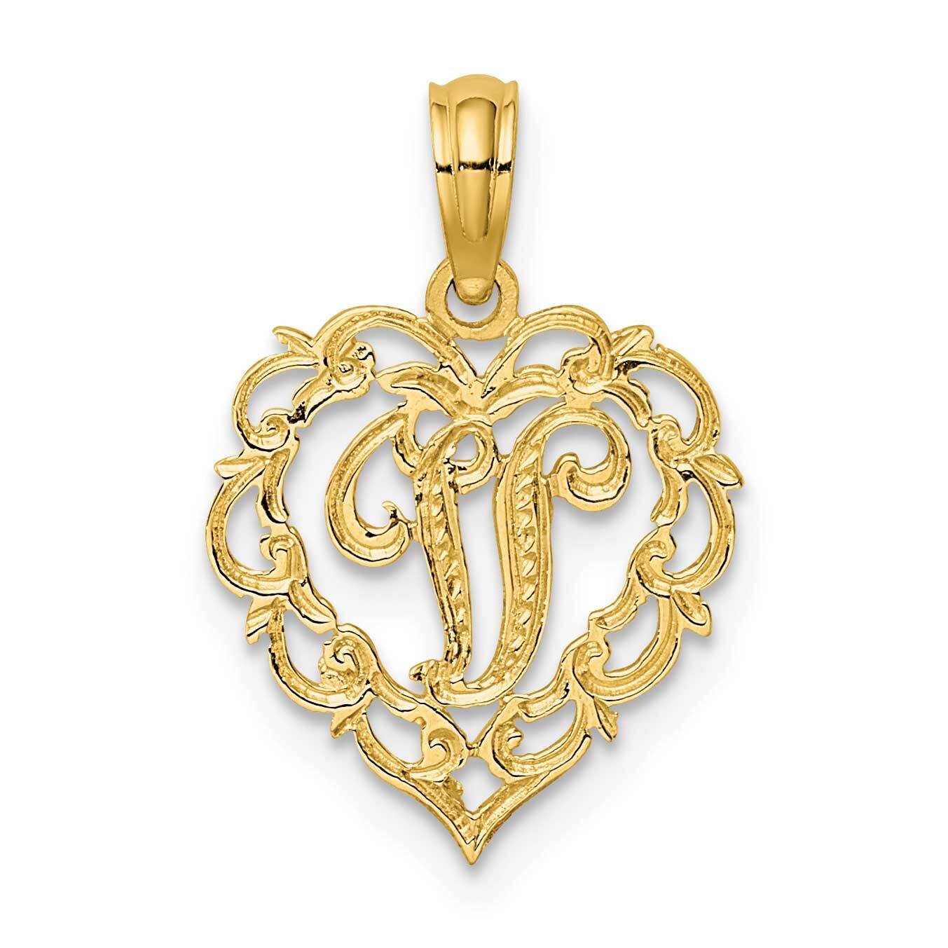 V Script Initial In Heart Charm 14k Gold K6424V, MPN: K6424V, 637218007707